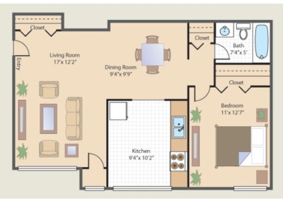 Floorplan - Larchwood Garden Apartments