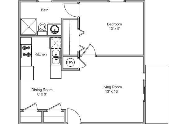 1 Bedroom Standard - Gazebo Apartments