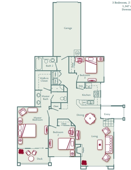 3BR/2BA Downstairs - Ventana Apartments