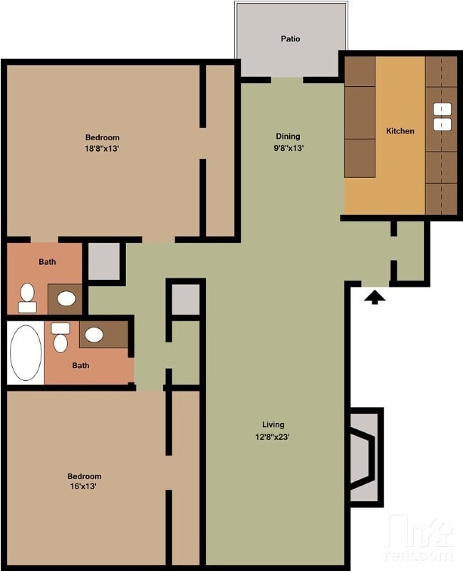 B1 2 Bedrooms X 1.5 Baths + Patio - Forest Glen Apartments