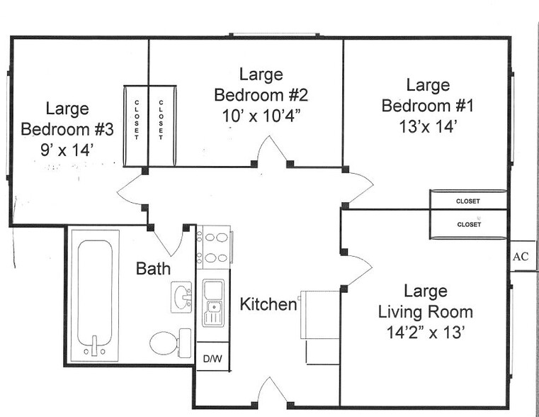 3 BEDROOM FLOOR PLAN - 515 E Burlington St