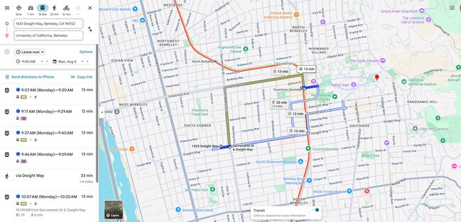 Street Map - 1433 Dwight Way
