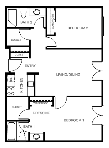 2BR/2BA - Emerald Court Apartments