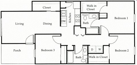 Three Bedroom - Canterbury House Apartments - Columbus