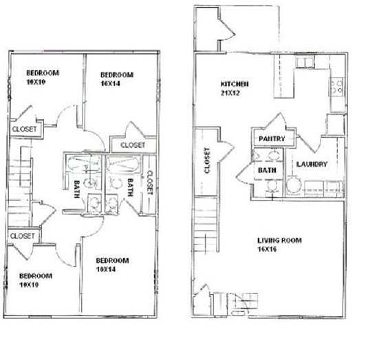 Four Bedroom Apartment - Bentwood Townhomes