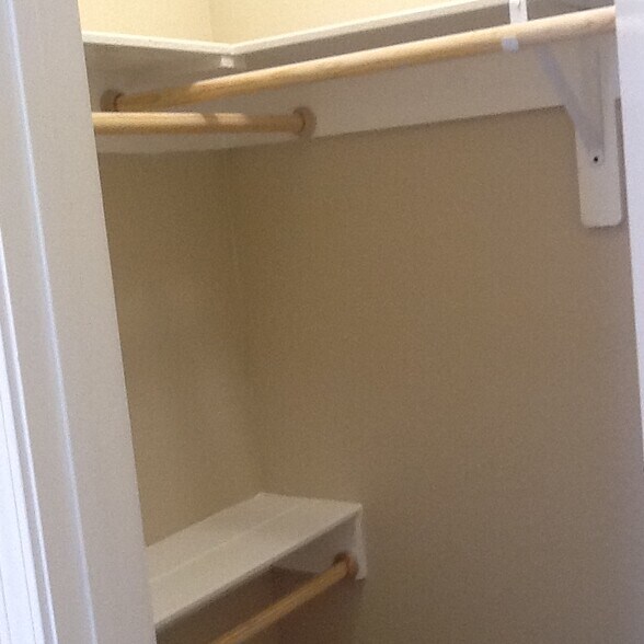 Plenty of shelving and pole hanger in closets. - 429 W 2nd St