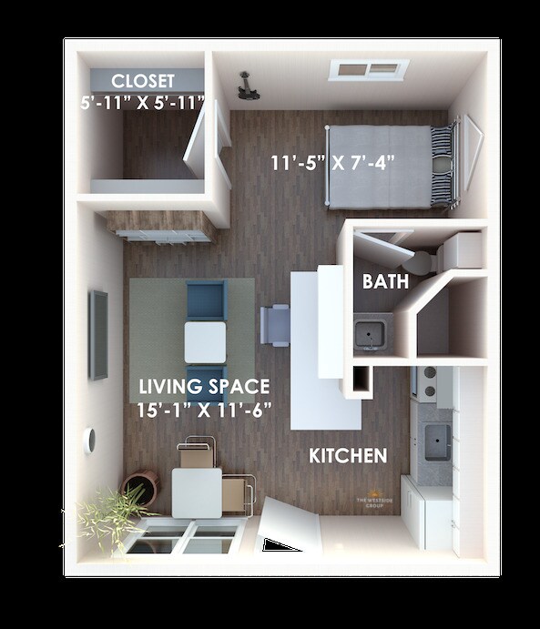 Floor plan w/ dimensions - West Campus Flats