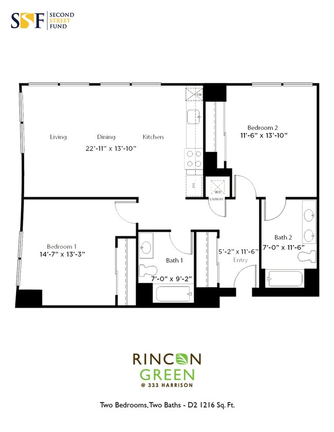 D2 2B2B 1261 SQFT - Rincon Green
