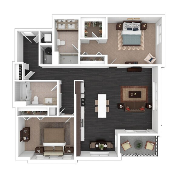 B8 3D Floor plan - Courthouse Square Apartments