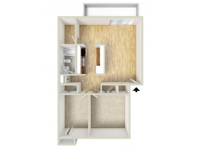 Two bedroom end floor plan - Black Hawk Apartments