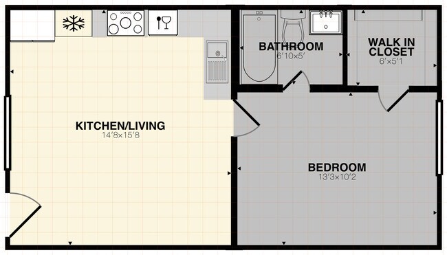 Renovated 1bd/1ba Floorplan - Chalet Apartments