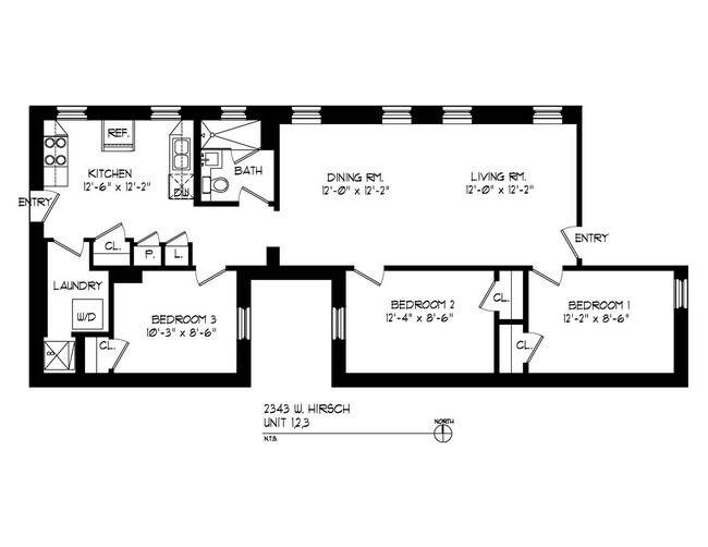 Building Photo - Wicker Park Large Sunny 3 Bed. In-Unit Laundry, FREE Fast Internet. Central Heat & A/C, Hardwood ...