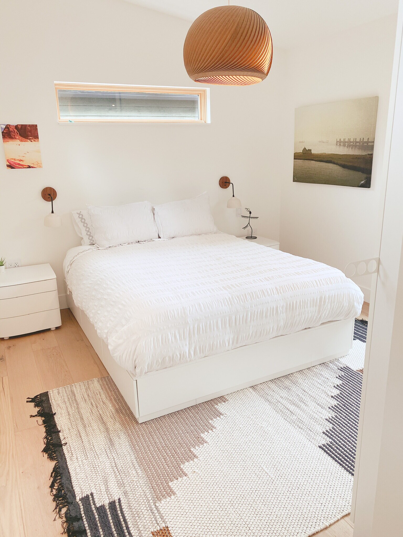 Fully furnished bedroom with wardrobe and under bed storage - 5579 Taft Ave