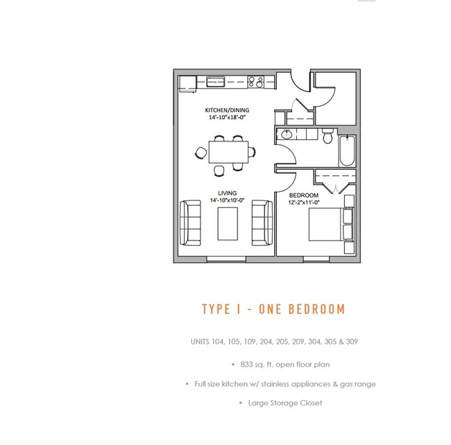 Type 1- One Bedroom - The Upton Residences