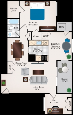 1 Bedroom with Den - Country Place