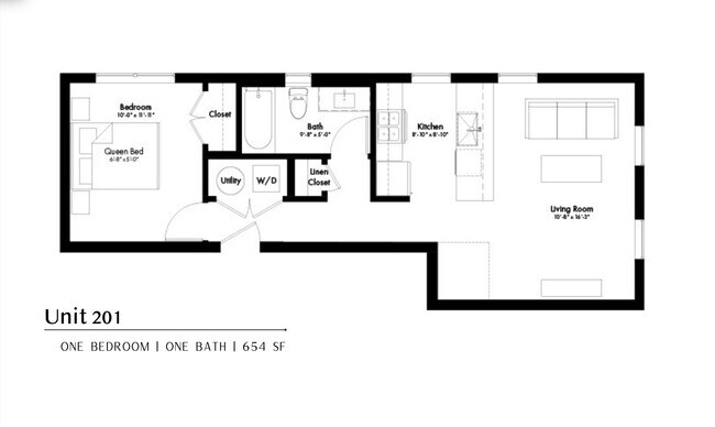 Apartment 201 Floor Plan - The Clermont