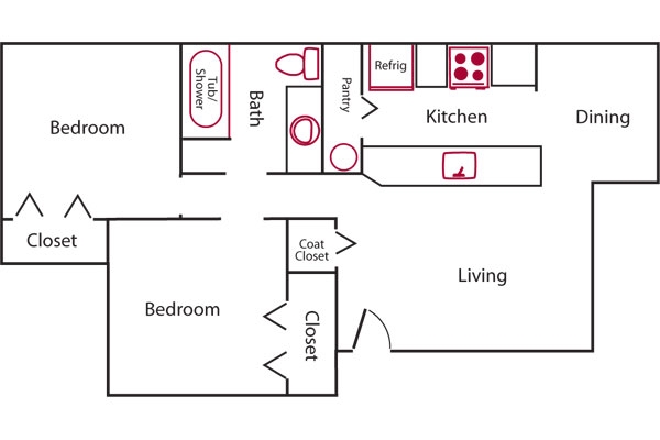 2BR/1BA - Rose Park Senior Apartments