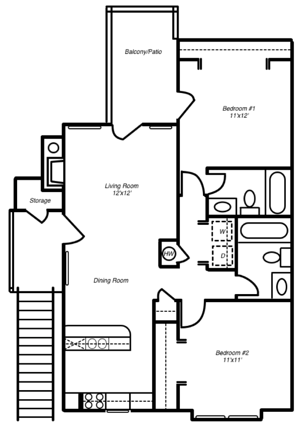 2BR/2BA - Courtyard Apartments and Mini Storage