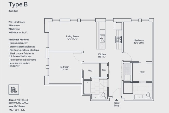 Type B Floor Plan - 41 West 25th Street