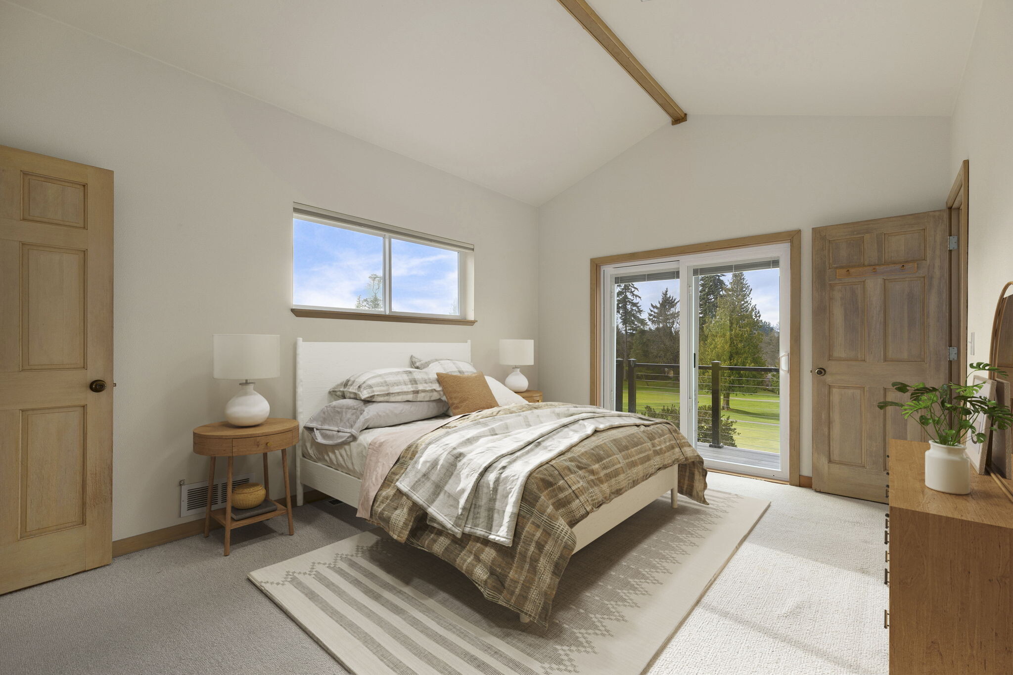 Primary bedroom, vaulted ceilings, Juliet deck. - 1123 Cherry Ave NE