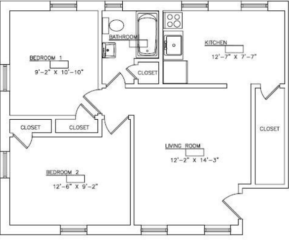 2BR/1BA - College Arms