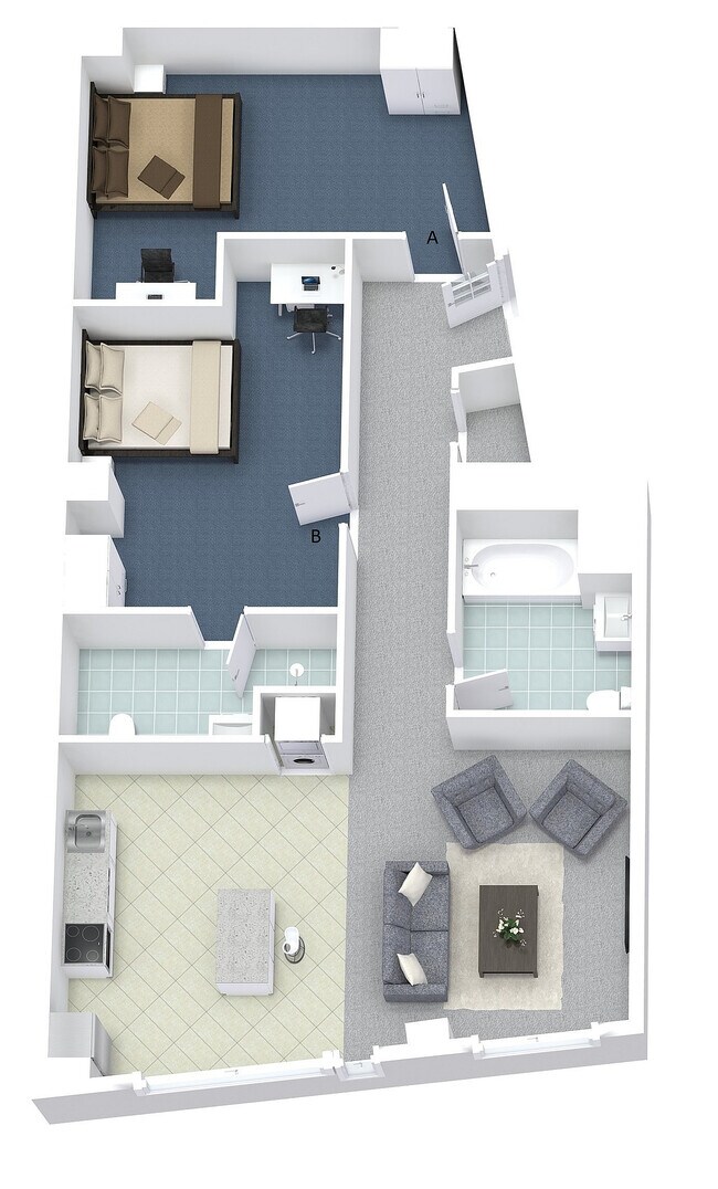 2x2 Layout G - University Lofts