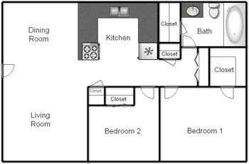 2BR/1BA - Villas at Vine