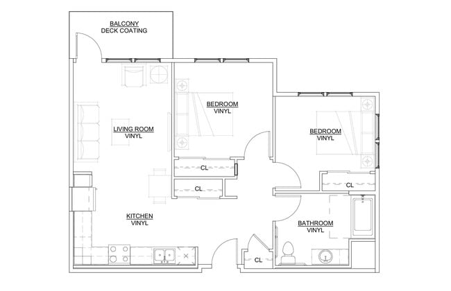 2 Bedroom 1 Bath Style B - Kalmia Rose (Jordan Downs)