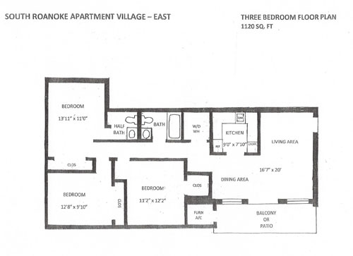 3BR/1.5BA - South Roanoke Apartment Village