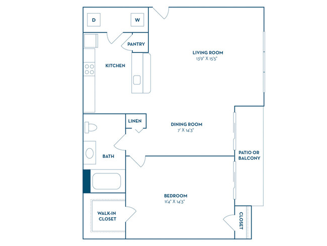 1 Bedroom | 1 Bath | 722 SF - The Delano at North Richland Hills Apartments