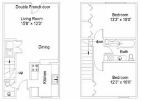 2 Bedroom Town Home - Springfield Apartments