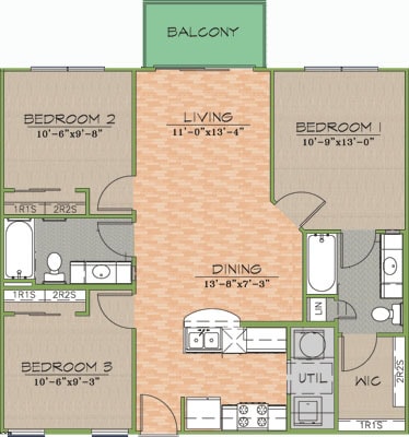 Floorplan - Texan Pearl Best Value in West Campus