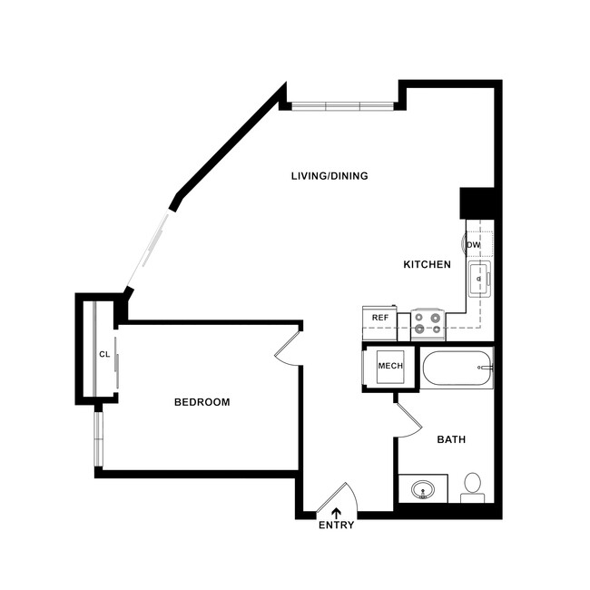 A2 - One Bedroom / One Bath - 653 SF - Catalina West Adams