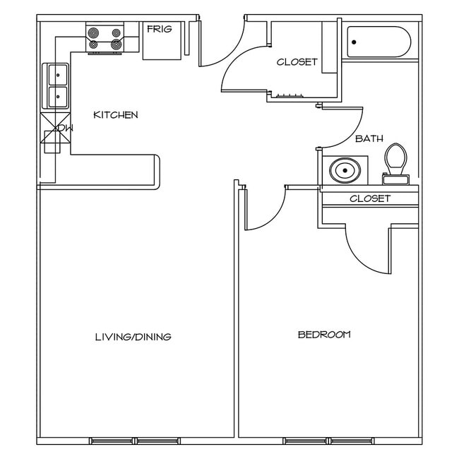 1 Bedroom, 1 Bathroom. Unit A - Timberline Terrace Apartments