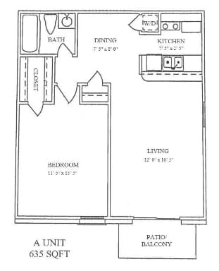 1x1 floor plan.jpg - Highland Park Apartments