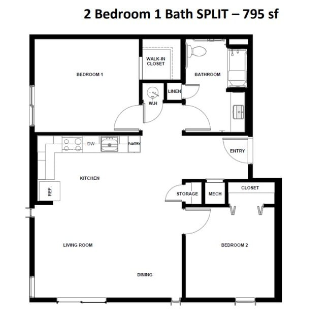 Two Bedroom, split floorplan - Ascent on Broadway
