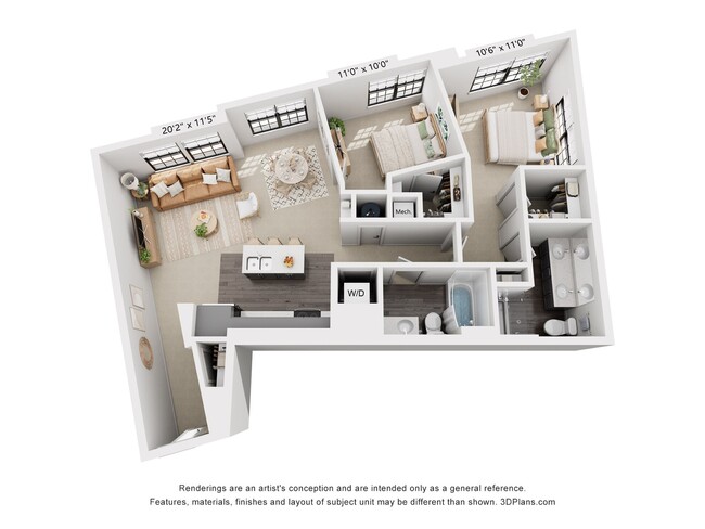 2-Bedroom 2-Bathroom | 1,084 sqft - The Whit
