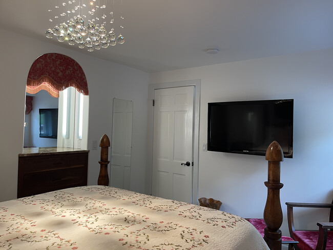 Custom Mirrored & Marble-Topped Black Walnut Makeup Nook with Drawers & 8X Makeup Mirror - 336 Chunns Cove Rd