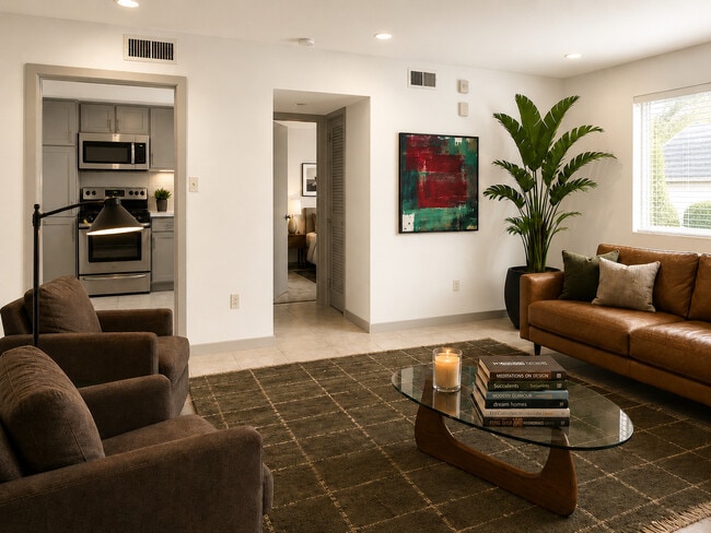 1BR, 1BA, Corner Unit / Living Room - The 700