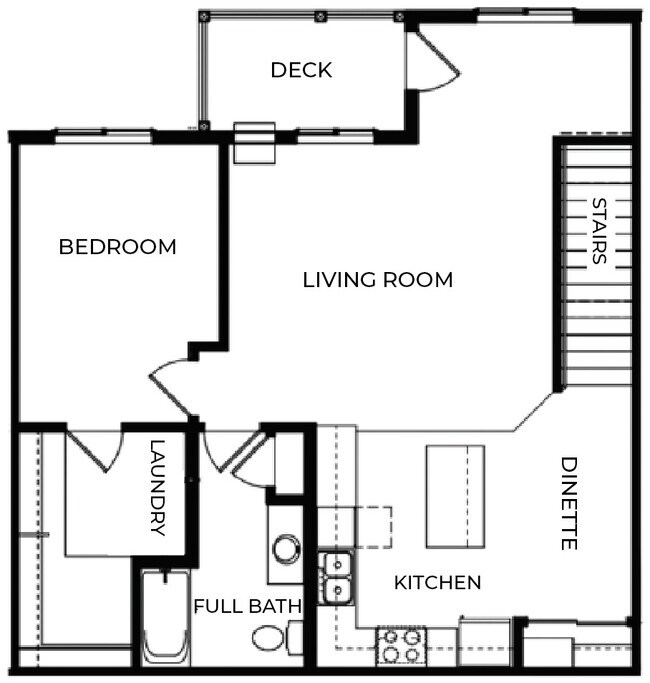 1 Bedroom, 1 Bath Upper Unit - West Side Apartments