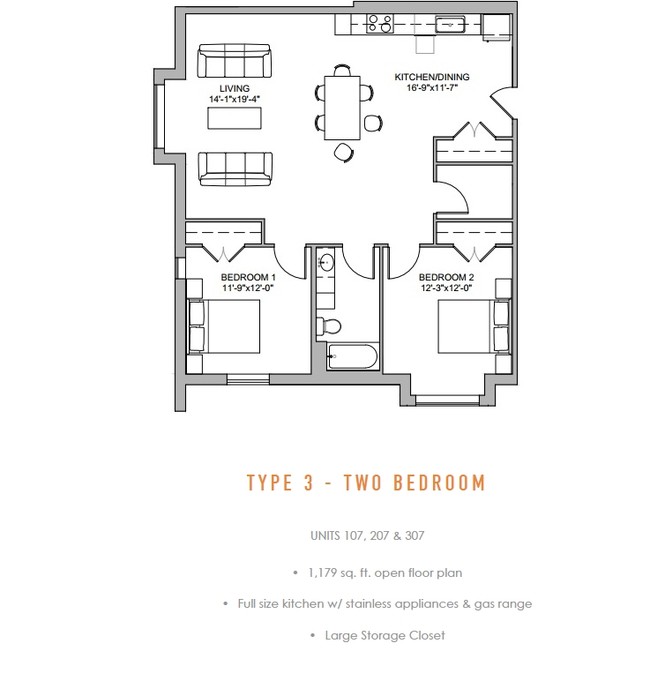 Type 3- 2 bedroom - The Upton Residences