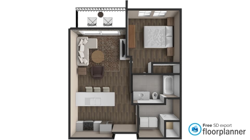 1 Bed Floorplan - 1733 Massachusetts St