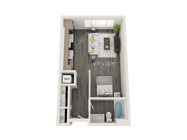 S1 Floor Plan - 3D - Park Avenue Apartments