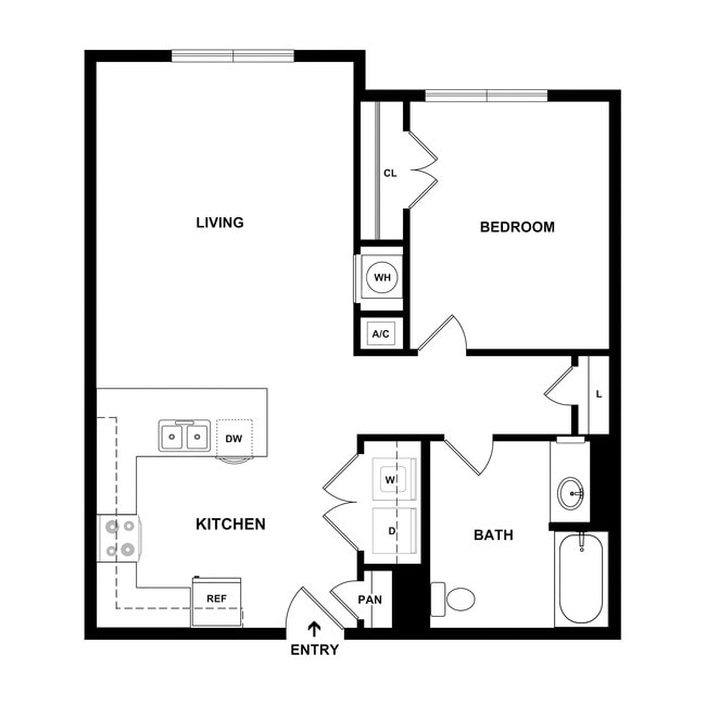 1 Bedroom, 1 Bath, 732 sq. ft. - Rockwell Place Senior Apartments
