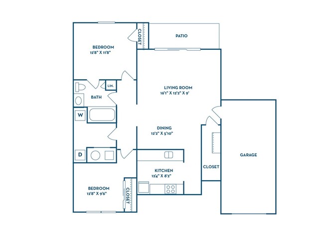 2 Bedroom | 1 Bath | 950 SF | Attached Garage - BriceGrove Park Apartments