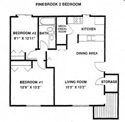 2BR/1BA - Pinebrook