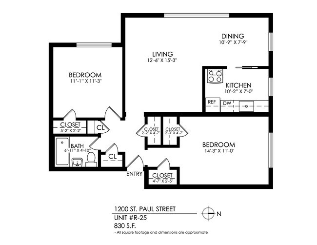 Floorplan - 1200 St. Paul St. Apartments