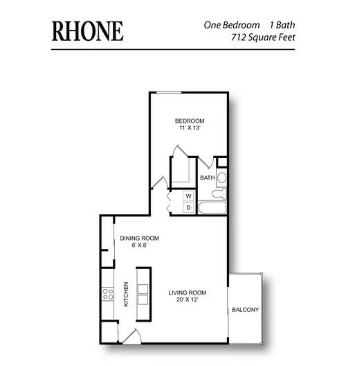 Chateau Floor Plan - Rhone 712 sq. ft..jpg - Chateau in the Woods