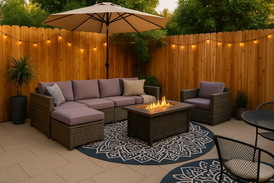 Gather and relax around the fire pit table. - 2824 S Orange Dr