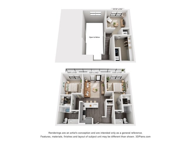 2-Bedroom 2-Bath w/ Loft | 1,350 sqft - The Whit